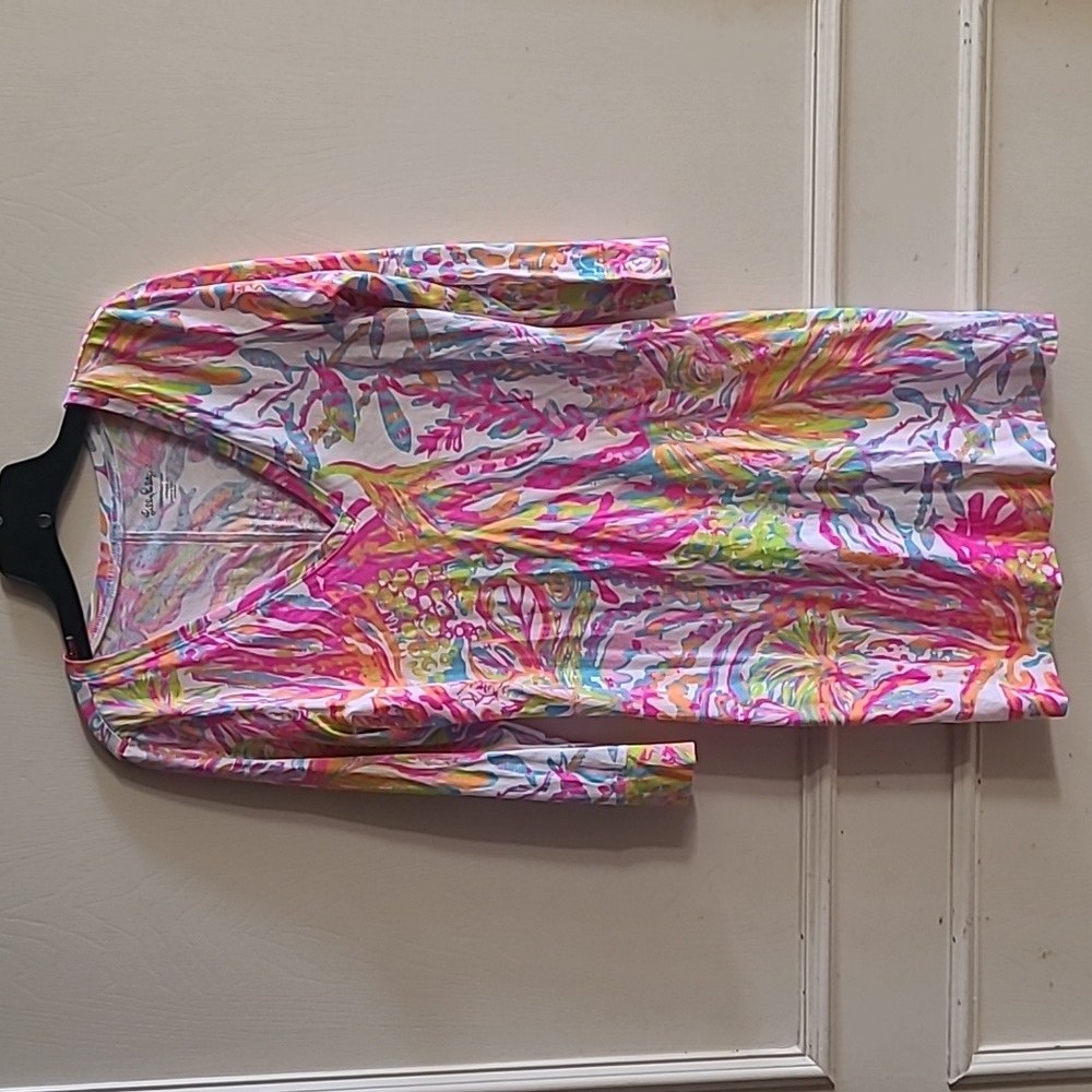 Lilly Pulitzer Christie Dress Scuba to Cuba Sz Med Pima Cotton Bright Colors - Picture 2 of 8